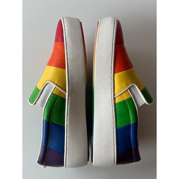 Michael Kors Rainbow Striped Leather Slip-On Sneakers, Size 6.5 (US) - Picture 7 of 11